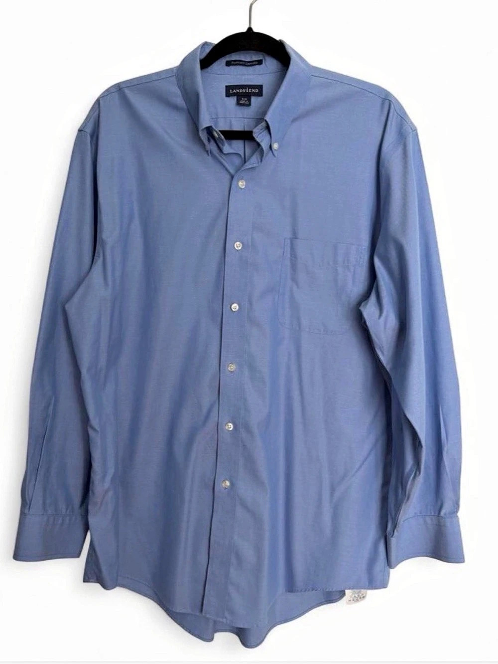 Lands' End Pinpoint Oxford Long Sleeve Button Down Shirt Men's Blue Shirt 16 33